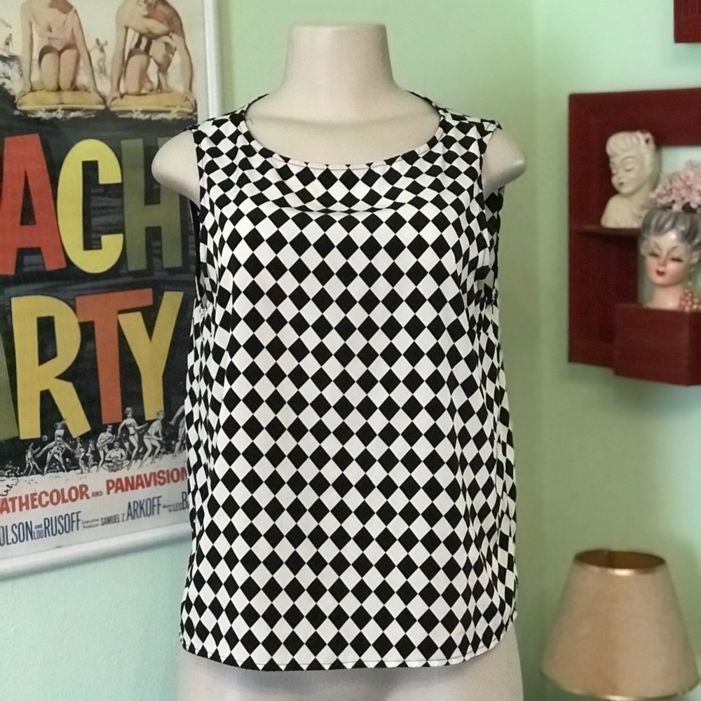 Forever21 Black & White Checkered Blouse